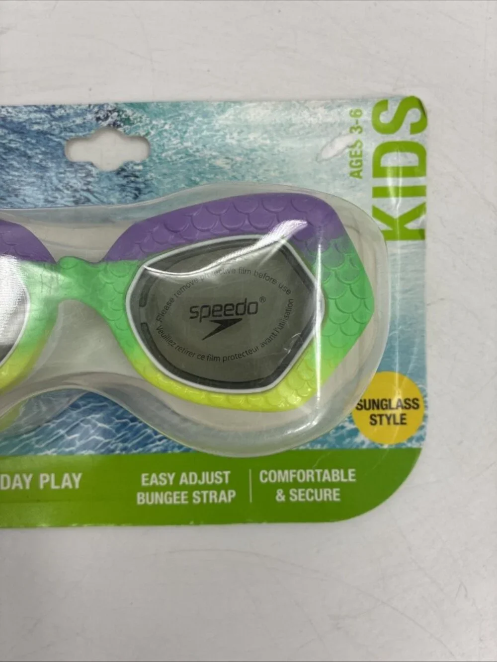 Speedo Kids Sunny Vibes Pop Swim Goggles Purple Green Ages 3-6 New